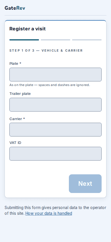 A driver's self-registration on a phone, in the driver's language.