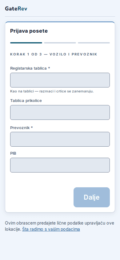 Prijava vozača sa telefona, na jeziku vozača.